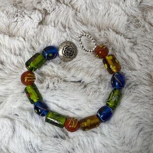 Hand Made Button & Wire Colorful Beaded Bracelet